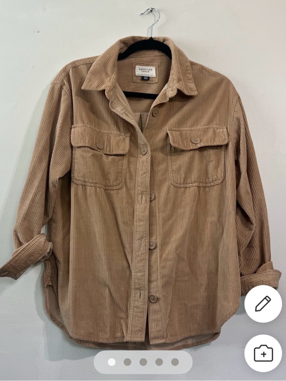 American Eagle Outfitters Corduroy Shacket in Light Brown/Tan